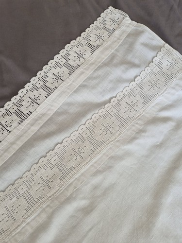 Vintage linen sheet crochet - vintage,