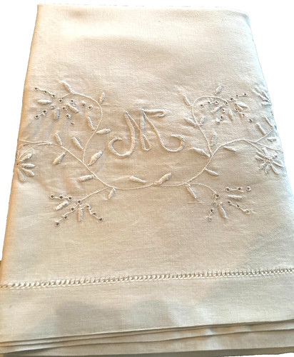 Vintage bianco ricamato m - vintage,